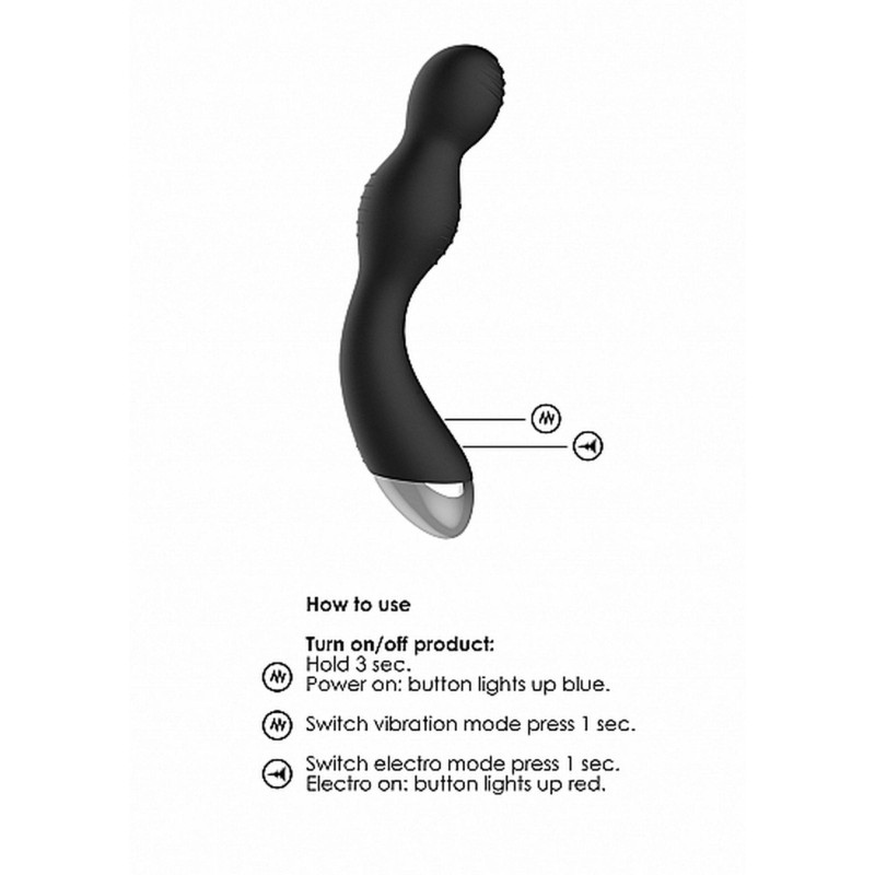 Remote Controlled E-Stim & Vibrating G/P-Spot Vibrator - Black